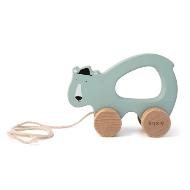 Wooden pull along toy - Mr. Polar Bear