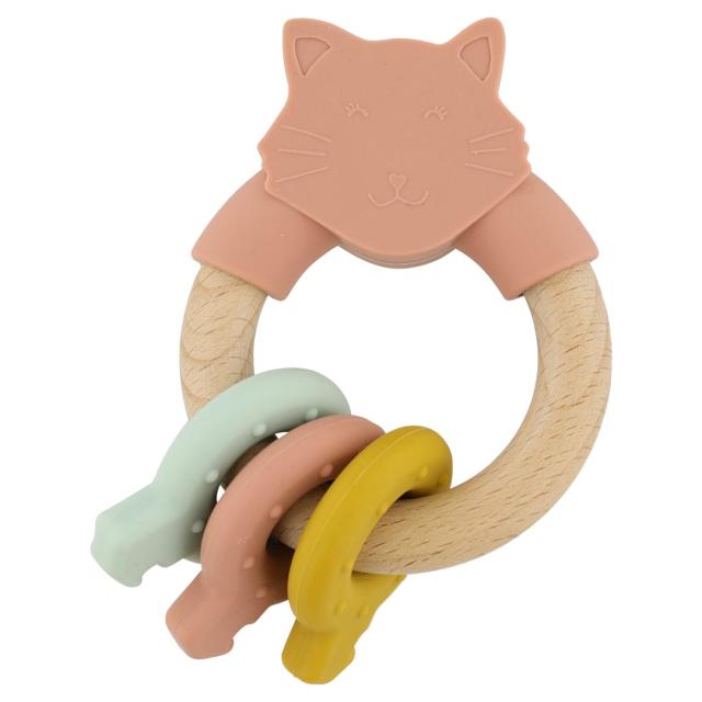 Wooden silicone activity ring - Mrs. Cat