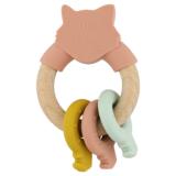 Wooden silicone activity ring - Mrs. Cat