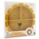 Assiette avec ventouse en silicone et compartiments - Mr. Lion