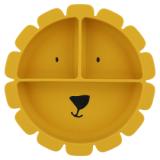 Assiette avec ventouse en silicone et compartiments - Mr. Lion